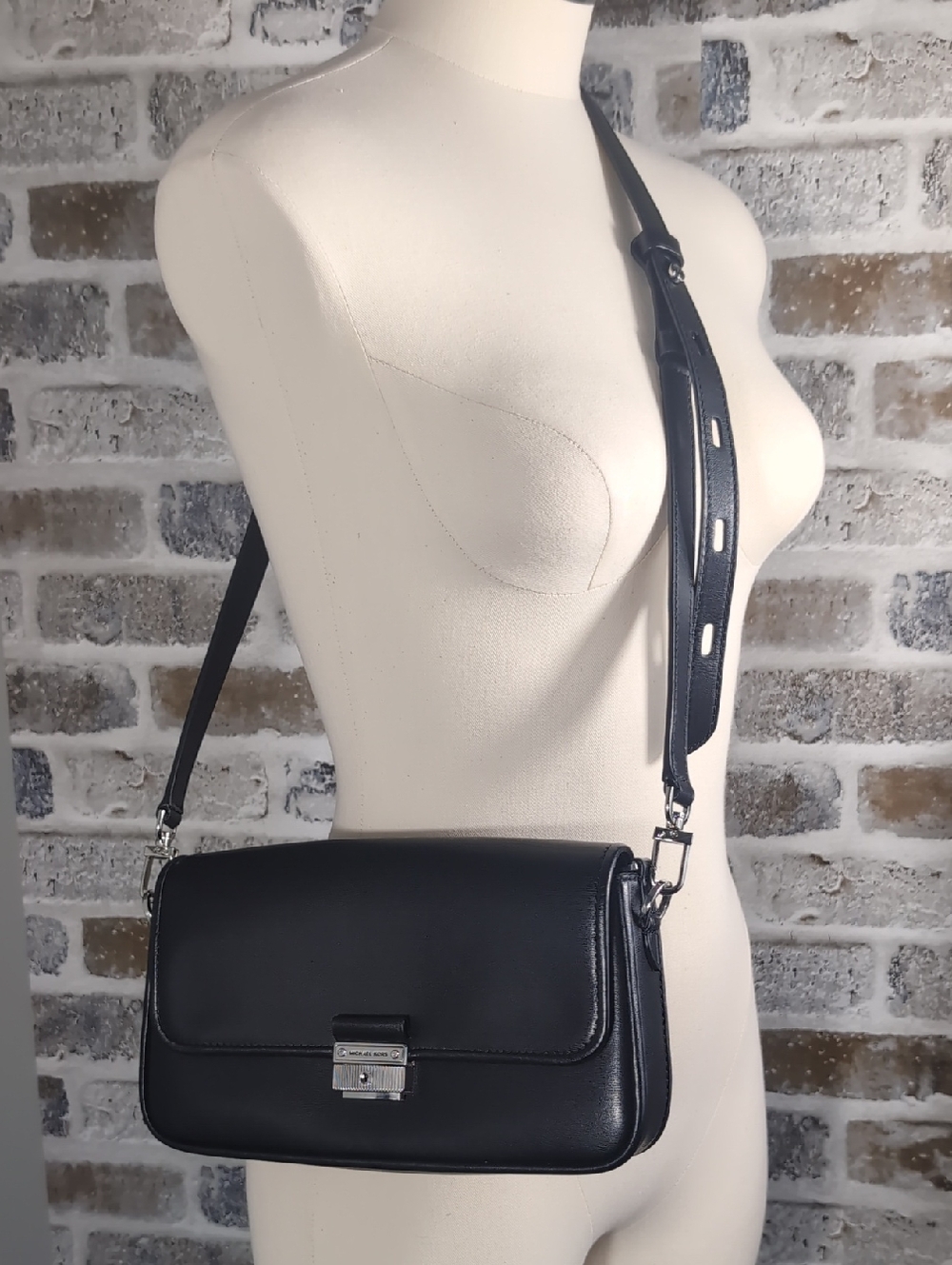 Michael Kors Black Bradshaw Bag Silver Hardware.